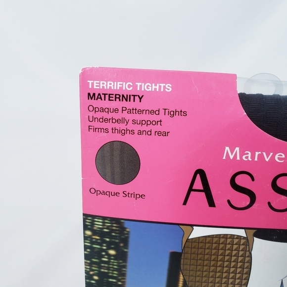 NWT Spanx Maternity Terrific Tights Black Stripe Opaque 1 - Picture 3 of 6